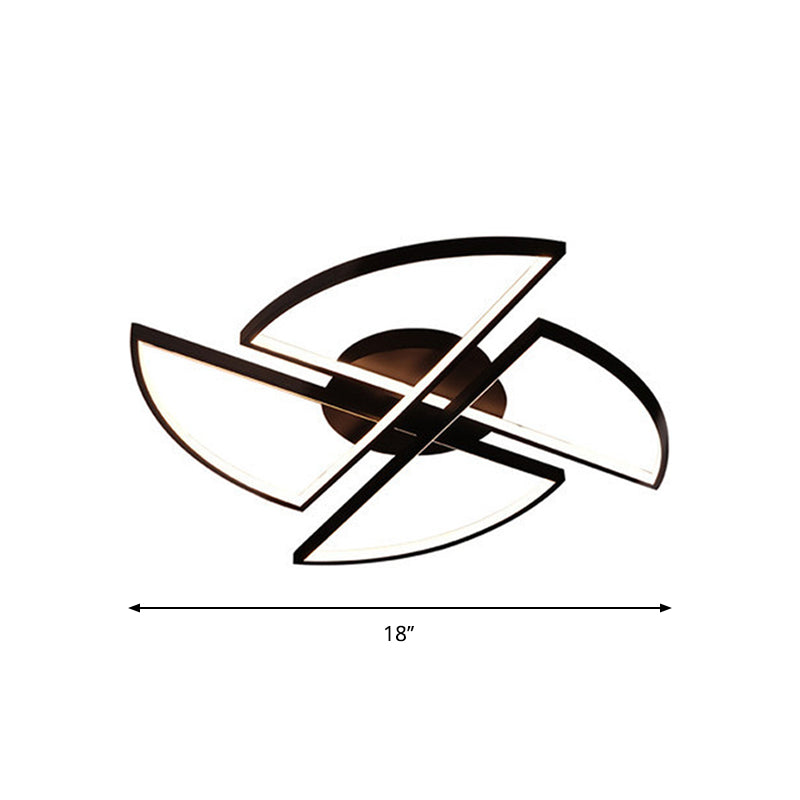 18"/25.5"/31.5" W Nordic Pinwheel Ceiling Light Acrylic Bedroom LED Semi Flush Mount in Black, Warm/White Light Clearhalo 'Ceiling Lights' 'Close To Ceiling Lights' 'Close to ceiling' 'Semi-flushmount' Lighting' 1971485