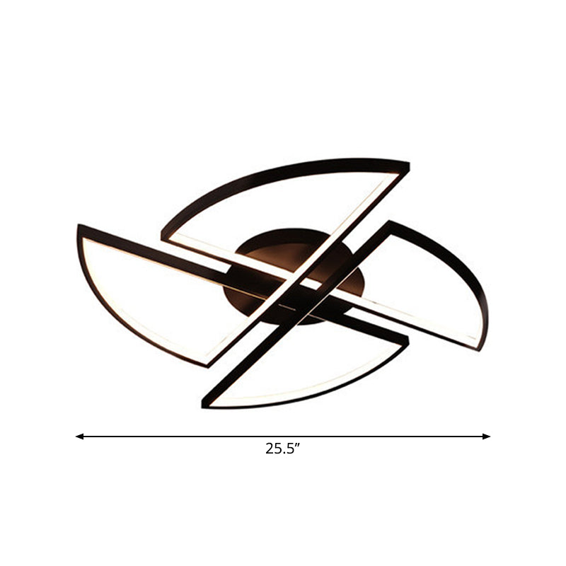 18"/25.5"/31.5" W Nordic Pinwheel Ceiling Light Acrylic Bedroom LED Semi Flush Mount in Black, Warm/White Light Clearhalo 'Ceiling Lights' 'Close To Ceiling Lights' 'Close to ceiling' 'Semi-flushmount' Lighting' 1971486