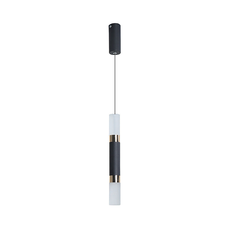 Black Tube Pendant Light Kit Simplicity Acrylic LED Ceiling Suspension Lamp in Warm/White Light, 10"/12"/12.5" H Clearhalo 'Ceiling Lights' 'Modern Pendants' 'Modern' 'Pendant Lights' 'Pendants' Lighting' 1971491