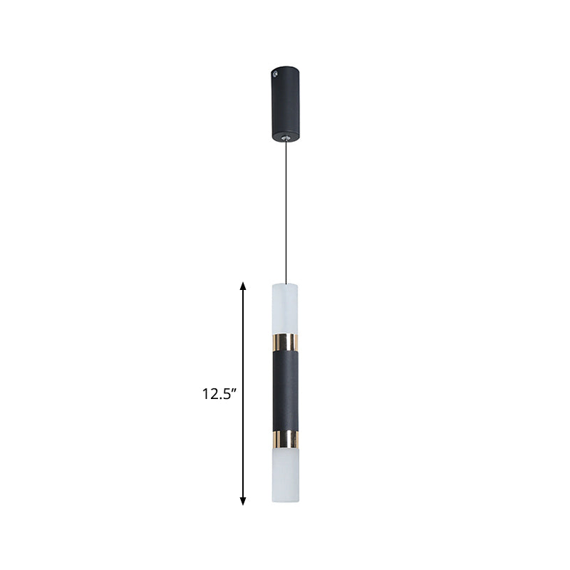 Black Tube Pendant Light Kit Simplicity Acrylic LED Ceiling Suspension Lamp in Warm/White Light, 10"/12"/12.5" H Clearhalo 'Ceiling Lights' 'Modern Pendants' 'Modern' 'Pendant Lights' 'Pendants' Lighting' 1971492