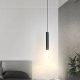 Black Tube Pendant Light Kit Simplicity Acrylic LED Ceiling Suspension Lamp in Warm/White Light, 10"/12"/12.5" H Black 12" Clearhalo 'Ceiling Lights' 'Modern Pendants' 'Modern' 'Pendant Lights' 'Pendants' Lighting' 1971498