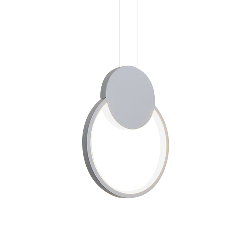 Oval/Round/Square Pendant Lighting Minimalism Acrylic Living Room LED Hanging Ceiling Light in Black/White White Round Clearhalo 'Ceiling Lights' 'Modern Pendants' 'Modern' 'Pendant Lights' 'Pendants' Lighting' 1971511