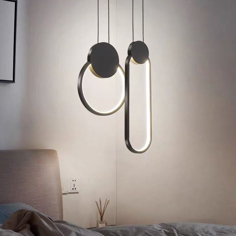 Oval/Round/Square Pendant Lighting Minimalism Acrylic Living Room LED Hanging Ceiling Light in Black/White Clearhalo 'Ceiling Lights' 'Modern Pendants' 'Modern' 'Pendant Lights' 'Pendants' Lighting' 1971516