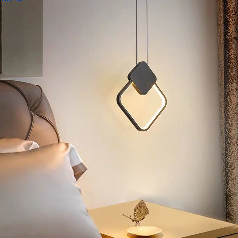 Oval/Round/Square Pendant Lighting Minimalism Acrylic Living Room LED Hanging Ceiling Light in Black/White Clearhalo 'Ceiling Lights' 'Modern Pendants' 'Modern' 'Pendant Lights' 'Pendants' Lighting' 1971525