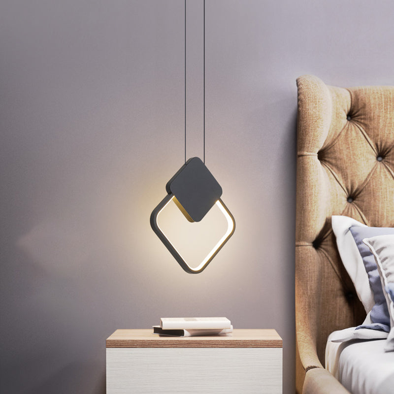 Oval/Round/Square Pendant Lighting Minimalism Acrylic Living Room LED Hanging Ceiling Light in Black/White Clearhalo 'Ceiling Lights' 'Modern Pendants' 'Modern' 'Pendant Lights' 'Pendants' Lighting' 1971526