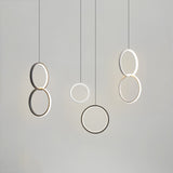Bedside LED Pendulum Light Simple Black/White Drop Pendant with Ring/Interlocked Ring Acrylic Shade in Warm/White Light Clearhalo 'Ceiling Lights' 'Modern Pendants' 'Modern' 'Pendant Lights' 'Pendants' Lighting' 1971529