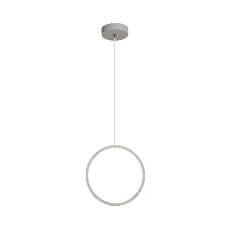 Bedside LED Pendulum Light Simple Black/White Drop Pendant with Ring/Interlocked Ring Acrylic Shade in Warm/White Light Clearhalo 'Ceiling Lights' 'Modern Pendants' 'Modern' 'Pendant Lights' 'Pendants' Lighting' 1971531