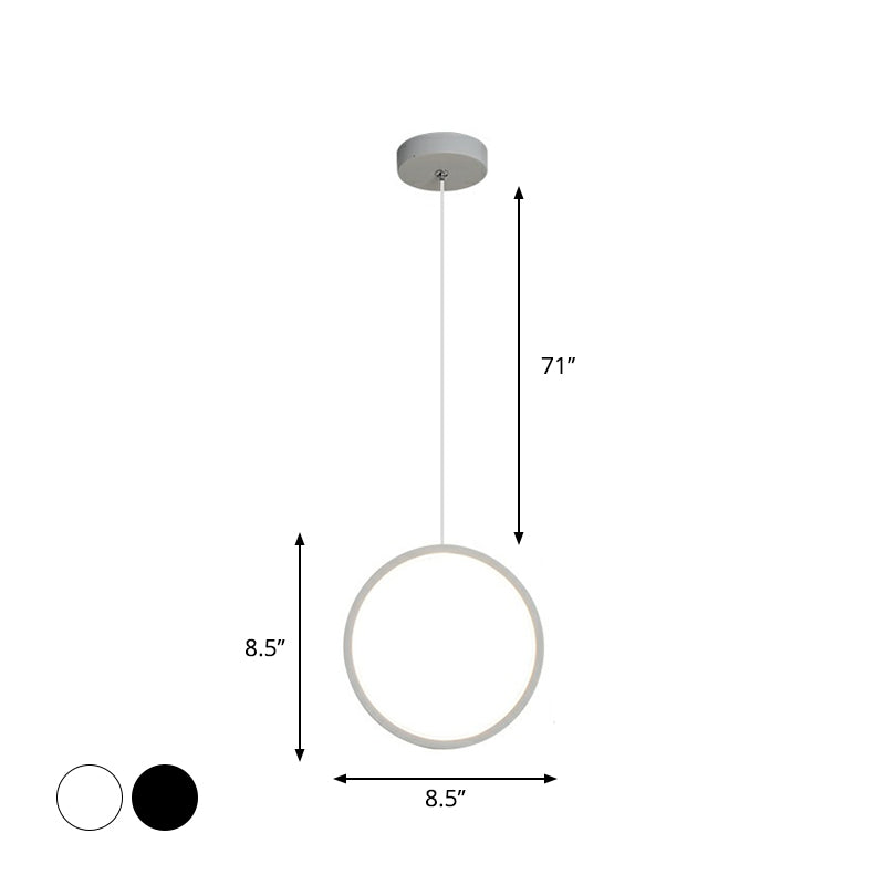 Bedside LED Pendulum Light Simple Black/White Drop Pendant with Ring/Interlocked Ring Acrylic Shade in Warm/White Light Clearhalo 'Ceiling Lights' 'Modern Pendants' 'Modern' 'Pendant Lights' 'Pendants' Lighting' 1971532