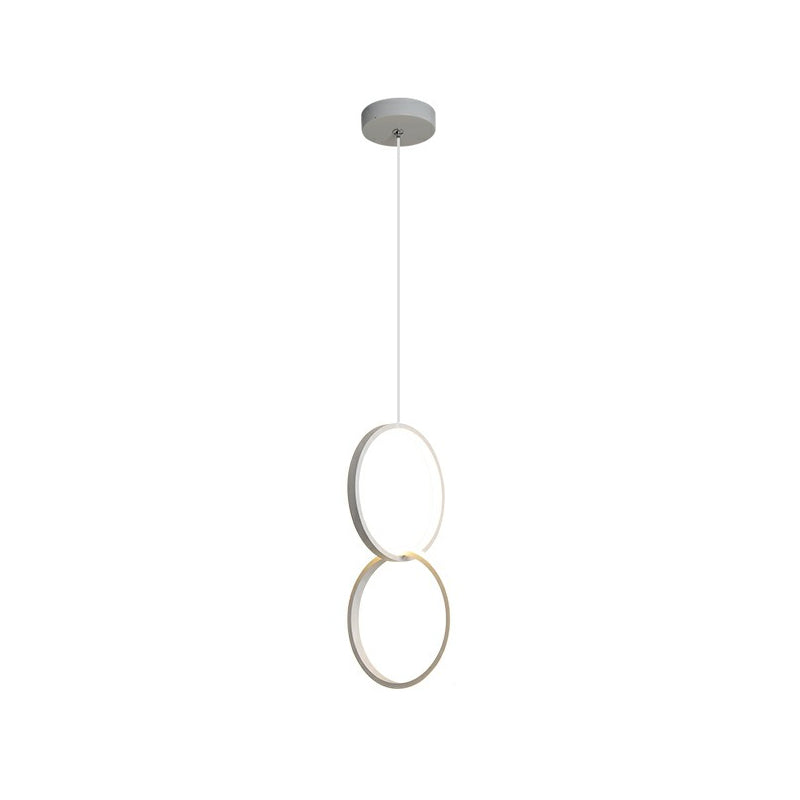 Bedside LED Pendulum Light Simple Black/White Drop Pendant with Ring/Interlocked Ring Acrylic Shade in Warm/White Light Clearhalo 'Ceiling Lights' 'Modern Pendants' 'Modern' 'Pendant Lights' 'Pendants' Lighting' 1971534