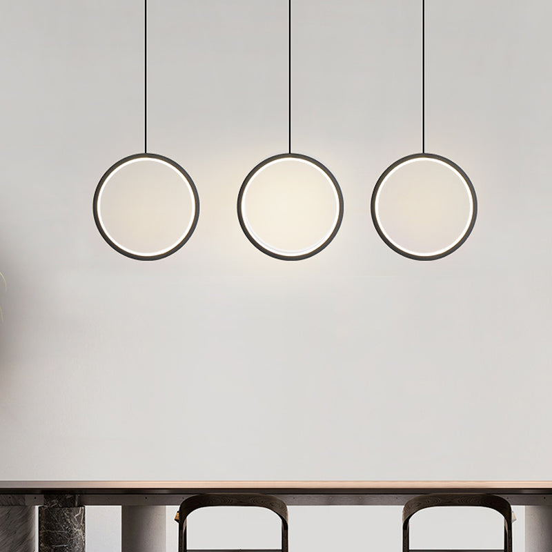 Bedside LED Pendulum Light Simple Black/White Drop Pendant with Ring/Interlocked Ring Acrylic Shade in Warm/White Light Clearhalo 'Ceiling Lights' 'Modern Pendants' 'Modern' 'Pendant Lights' 'Pendants' Lighting' 1971538