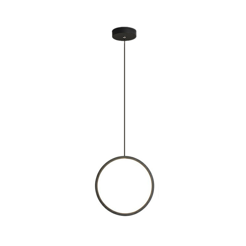 Bedside LED Pendulum Light Simple Black/White Drop Pendant with Ring/Interlocked Ring Acrylic Shade in Warm/White Light Clearhalo 'Ceiling Lights' 'Modern Pendants' 'Modern' 'Pendant Lights' 'Pendants' Lighting' 1971539