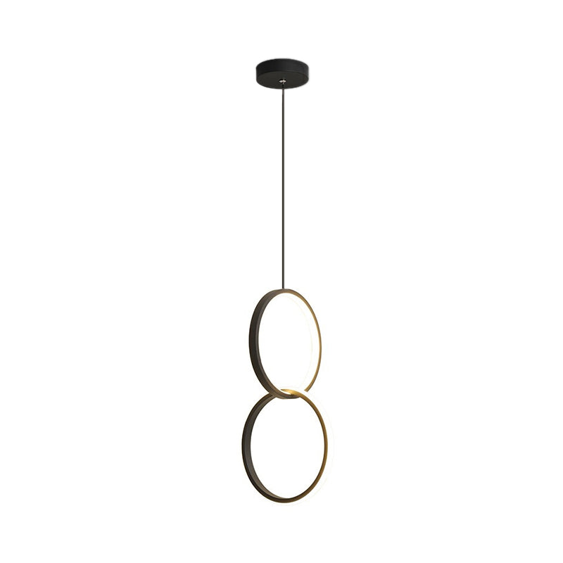 Bedside LED Pendulum Light Simple Black/White Drop Pendant with Ring/Interlocked Ring Acrylic Shade in Warm/White Light Clearhalo 'Ceiling Lights' 'Modern Pendants' 'Modern' 'Pendant Lights' 'Pendants' Lighting' 1971542