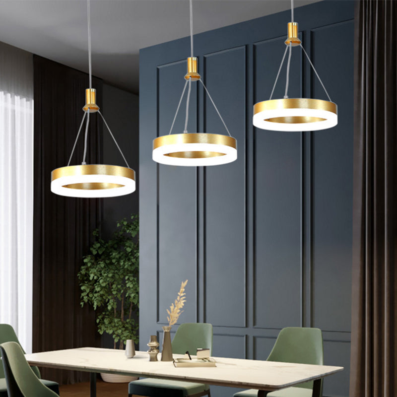 Ring Shaped Dining Room Drop Pendant Acrylic Modern Style LED Multiple Hanging Light in Gold/Coffee, Warm/White Light Gold Clearhalo 'Ceiling Lights' 'Modern Pendants' 'Modern' 'Pendant Lights' 'Pendants' Lighting' 1971543