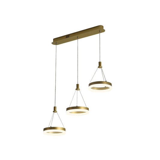 Ring Shaped Dining Room Drop Pendant Acrylic Modern Style LED Multiple Hanging Light in Gold/Coffee, Warm/White Light Clearhalo 'Ceiling Lights' 'Modern Pendants' 'Modern' 'Pendant Lights' 'Pendants' Lighting' 1971544