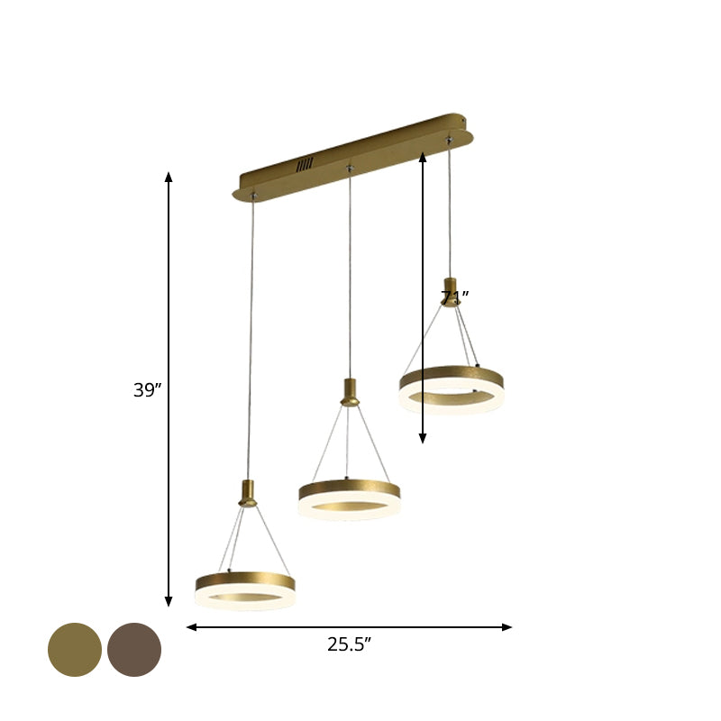 Ring Shaped Dining Room Drop Pendant Acrylic Modern Style LED Multiple Hanging Light in Gold/Coffee, Warm/White Light Clearhalo 'Ceiling Lights' 'Modern Pendants' 'Modern' 'Pendant Lights' 'Pendants' Lighting' 1971545