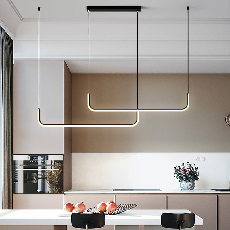Aluminum Linear Pendant Light Fixture Simplicity Black/Gold LED Hanging Lamp over Dining Table, 39"/59" Width Clearhalo 'Ceiling Lights' 'Modern Pendants' 'Modern' 'Pendant Lights' 'Pendants' Lighting' 1971551