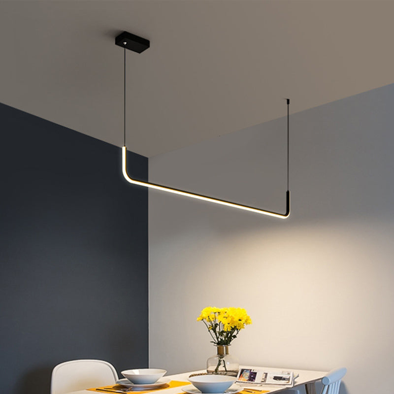 Aluminum Linear Pendant Light Fixture Simplicity Black/Gold LED Hanging Lamp over Dining Table, 39"/59" Width Clearhalo 'Ceiling Lights' 'Modern Pendants' 'Modern' 'Pendant Lights' 'Pendants' Lighting' 1971556
