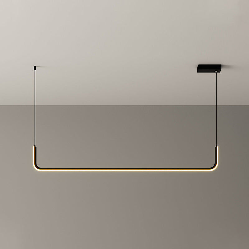 Aluminum Linear Pendant Light Fixture Simplicity Black/Gold LED Hanging Lamp over Dining Table, 39"/59" Width Clearhalo 'Ceiling Lights' 'Modern Pendants' 'Modern' 'Pendant Lights' 'Pendants' Lighting' 1971557