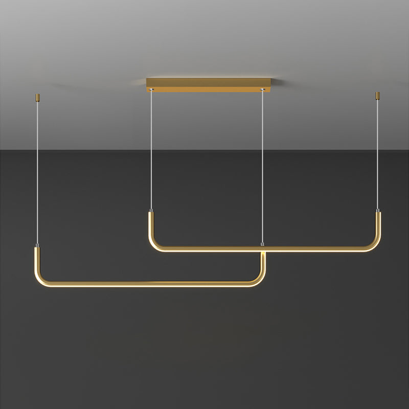 Aluminum Linear Pendant Light Fixture Simplicity Black/Gold LED Hanging Lamp over Dining Table, 39"/59" Width Clearhalo 'Ceiling Lights' 'Modern Pendants' 'Modern' 'Pendant Lights' 'Pendants' Lighting' 1971561