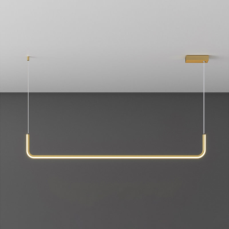 Aluminum Linear Pendant Light Fixture Simplicity Black/Gold LED Hanging Lamp over Dining Table, 39"/59" Width Clearhalo 'Ceiling Lights' 'Modern Pendants' 'Modern' 'Pendant Lights' 'Pendants' Lighting' 1971564