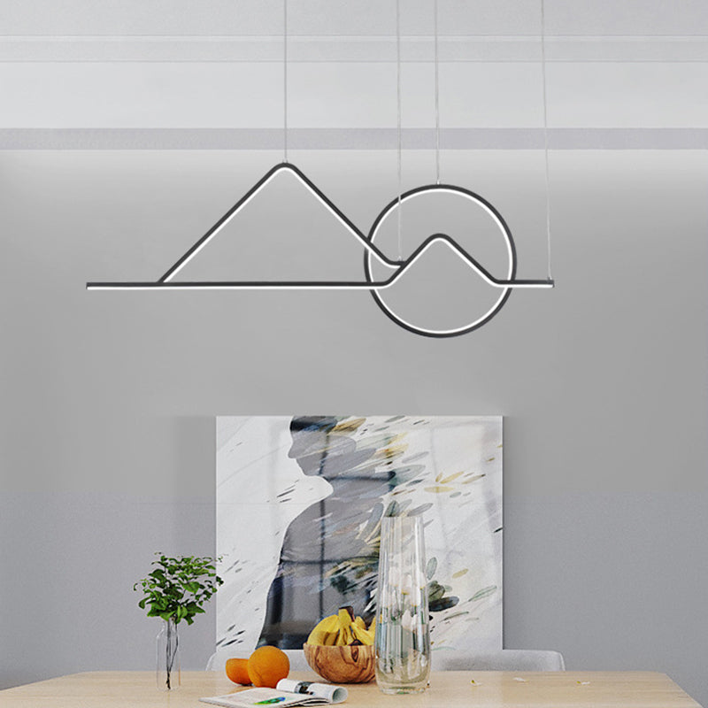 Landscape Line Art Pendant Light Creative Minimalist Metal Black/Gold LED Hanging Lamp in Warm/White Light Black Clearhalo 'Ceiling Lights' 'Modern Pendants' 'Modern' 'Pendant Lights' 'Pendants' Lighting' 1971571