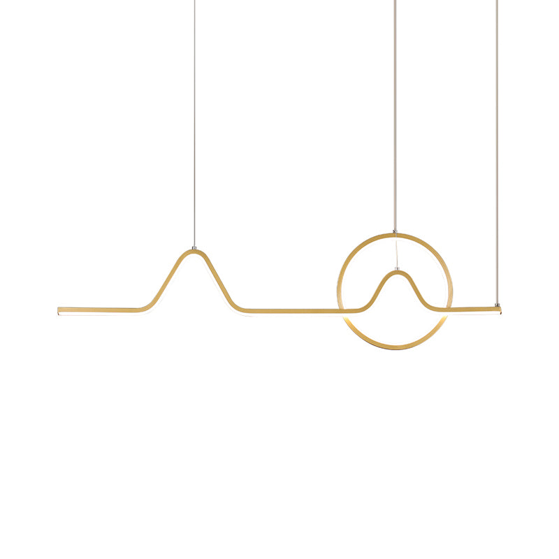 Mountain and Sun Linear Hanging Pendant Simple Acrylic Dining Room LED Ceiling Light in Black/Gold, Warm/White Light Clearhalo 'Ceiling Lights' 'Modern Pendants' 'Modern' 'Pendant Lights' 'Pendants' Lighting' 1971577