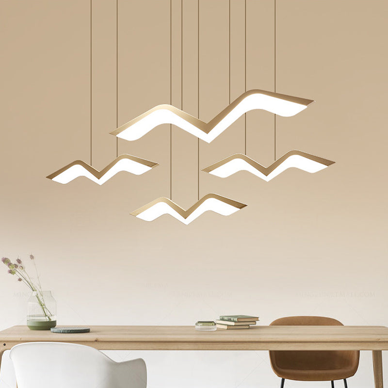 Novelty Modern Gull Shaped Hanging Light Acrylic 2/3/5 Heads Dining Room LED Cluster Pendant in Warm/White Light Clearhalo 'Ceiling Lights' 'Modern Pendants' 'Modern' 'Pendant Lights' 'Pendants' Lighting' 1971596