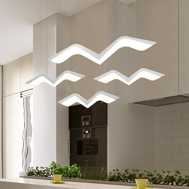 Novelty Modern Gull Shaped Hanging Light Acrylic 2/3/5 Heads Dining Room LED Cluster Pendant in Warm/White Light Clearhalo 'Ceiling Lights' 'Modern Pendants' 'Modern' 'Pendant Lights' 'Pendants' Lighting' 1971597