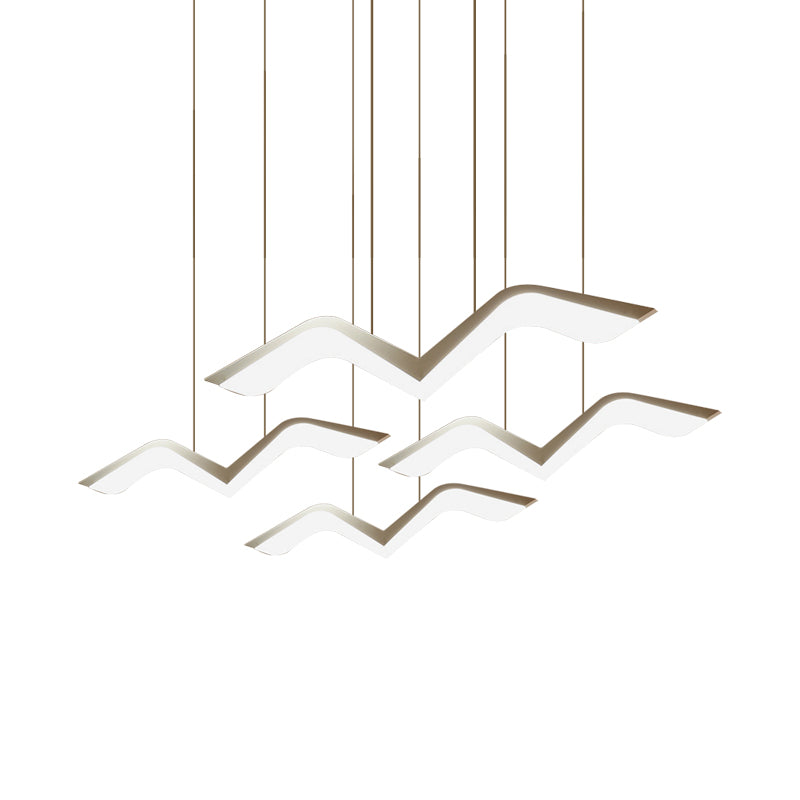 Novelty Modern Gull Shaped Hanging Light Acrylic 2/3/5 Heads Dining Room LED Cluster Pendant in Warm/White Light Clearhalo 'Ceiling Lights' 'Modern Pendants' 'Modern' 'Pendant Lights' 'Pendants' Lighting' 1971598