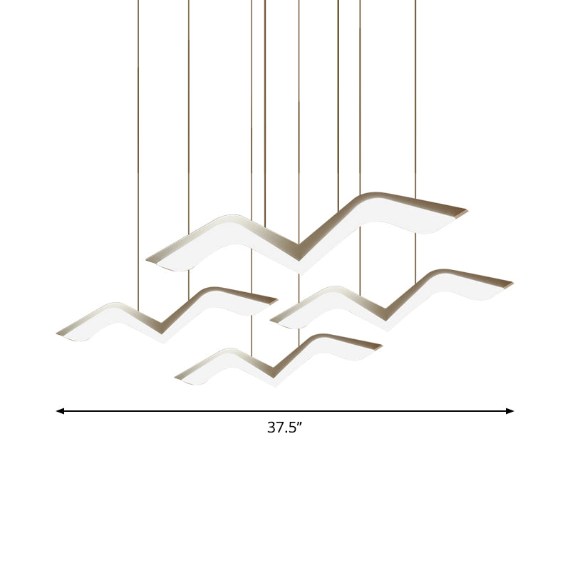 Novelty Modern Gull Shaped Hanging Light Acrylic 2/3/5 Heads Dining Room LED Cluster Pendant in Warm/White Light Clearhalo 'Ceiling Lights' 'Modern Pendants' 'Modern' 'Pendant Lights' 'Pendants' Lighting' 1971599
