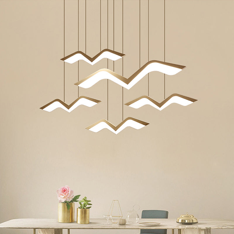 Novelty Modern Gull Shaped Hanging Light Acrylic 2/3/5 Heads Dining Room LED Cluster Pendant in Warm/White Light Clearhalo 'Ceiling Lights' 'Modern Pendants' 'Modern' 'Pendant Lights' 'Pendants' Lighting' 1971602