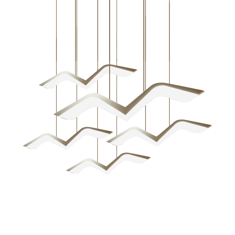 Novelty Modern Gull Shaped Hanging Light Acrylic 2/3/5 Heads Dining Room LED Cluster Pendant in Warm/White Light Clearhalo 'Ceiling Lights' 'Modern Pendants' 'Modern' 'Pendant Lights' 'Pendants' Lighting' 1971603