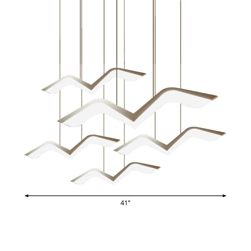 Novelty Modern Gull Shaped Hanging Light Acrylic 2/3/5 Heads Dining Room LED Cluster Pendant in Warm/White Light Clearhalo 'Ceiling Lights' 'Modern Pendants' 'Modern' 'Pendant Lights' 'Pendants' Lighting' 1971604