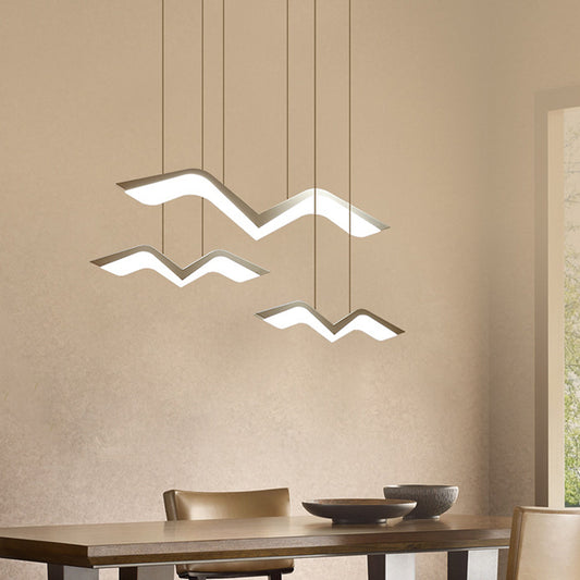 Novelty Modern Gull Shaped Hanging Light Acrylic 2/3/5 Heads Dining Room LED Cluster Pendant in Warm/White Light 3 White Clearhalo 'Ceiling Lights' 'Modern Pendants' 'Modern' 'Pendant Lights' 'Pendants' Lighting' 1971608