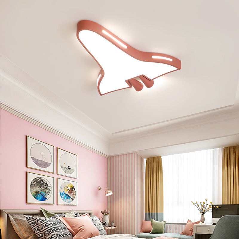 Metal Acrylic Plane Flush Ceiling Light Boys Girls Bedroom Macaron Loft LED Ceiling Lamp Pink White Clearhalo 'Ceiling Lights' 'Close To Ceiling Lights' 'Close to ceiling' 'Flush mount' Lighting' 197175