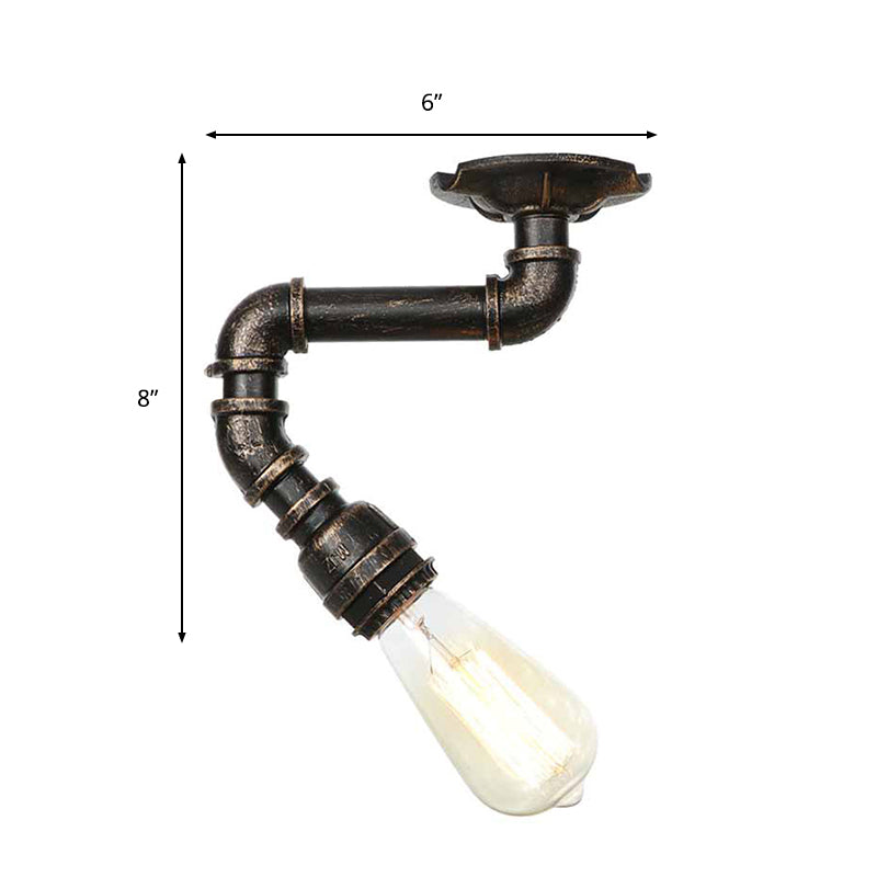 Twisted Pipe Metal Ceiling Lamp Industrial 1 Light Indoor Semi Flush Light Fixture in Aged Silver/Antique Brass/Antique Bronze Clearhalo 'Ceiling Lights' 'Close To Ceiling Lights' 'Close to ceiling' 'Semi-flushmount' Lighting' 1971751
