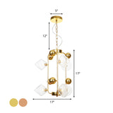 Diamond Living Room Chandelier Lighting Vintage Clear/Amber Ribbing Glass 6/8/10 Bulbs Copper/Gold Finish LED Pendant Lamp Clearhalo 'Ceiling Lights' 'Chandeliers' 'Glass shade' 'Glass' 'Industrial Chandeliers' 'Industrial' 'Middle Century Chandeliers' 'Tiffany' Lighting' 1971879