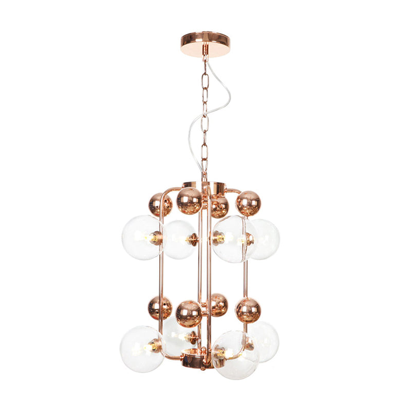 Copper/Gold Finish Ball Hanging Chandelier Industrial Clear/Amber/Smoke Gray Mirror Glass 6/8/10 Heads Living Room Ceiling Light 8 Copper Clear Clearhalo 'Ceiling Lights' 'Chandeliers' 'Glass shade' 'Glass' 'Industrial Chandeliers' 'Industrial' 'Middle Century Chandeliers' 'Tiffany' Lighting' 1971919