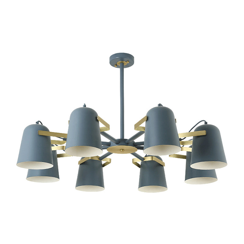 Metal Bucket Shade Chandelier Living Room Eight Lights Kids Hanging Light Clearhalo 'Ceiling Lights' 'Chandeliers' Lighting' options 197194