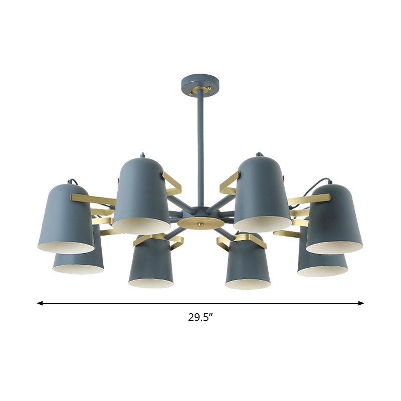 Metal Bucket Shade Chandelier Living Room Eight Lights Kids Hanging Light Clearhalo 'Ceiling Lights' 'Chandeliers' Lighting' options 197195