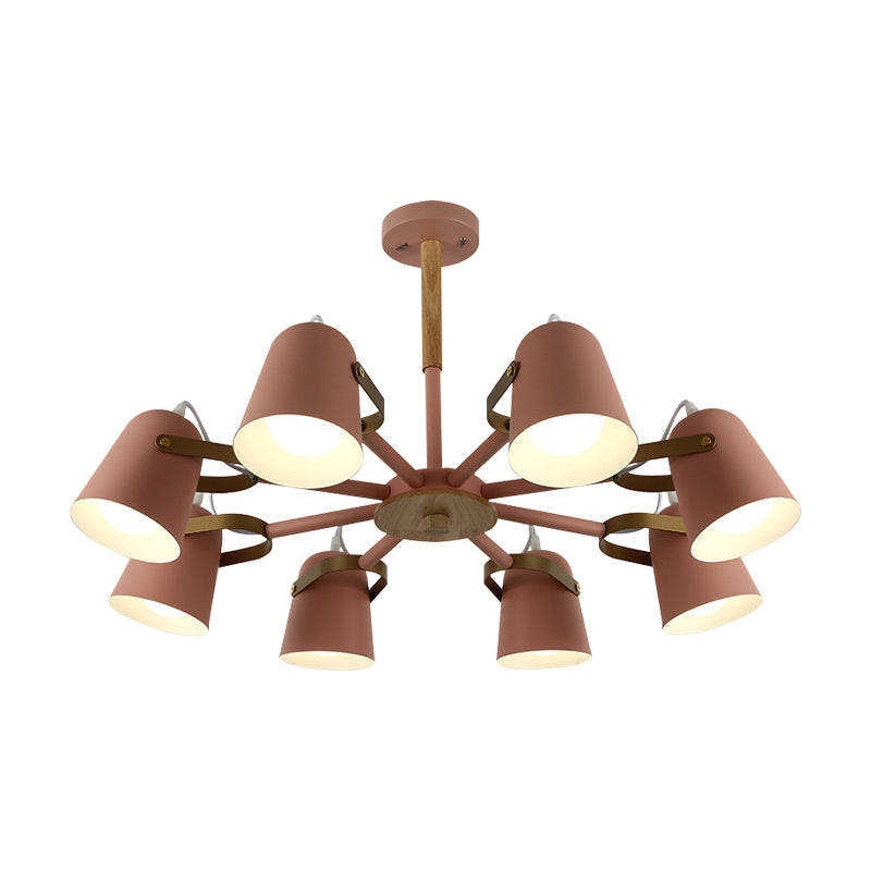 Metal Bucket Shade Chandelier Living Room Eight Lights Kids Hanging Light Clearhalo 'Ceiling Lights' 'Chandeliers' Lighting' options 197198