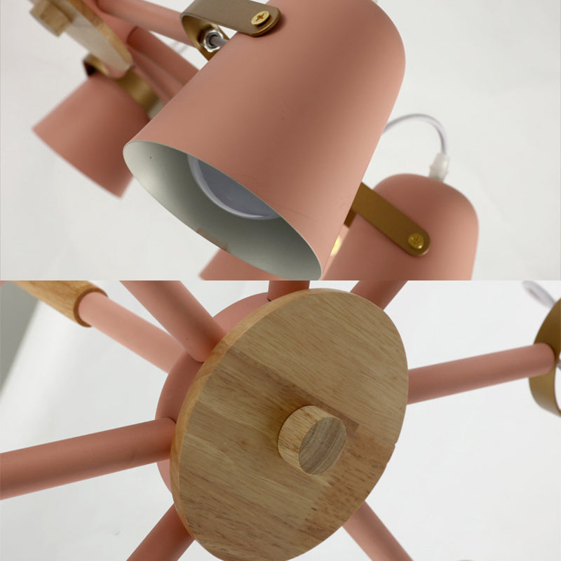 Metal Bucket Shade Chandelier Living Room Eight Lights Kids Hanging Light Clearhalo 'Ceiling Lights' 'Chandeliers' Lighting' options 197199