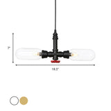 Capsule Amber/Clear Glass Pendant Chandelier Vintage 2 Heads Restaurant LED Hanging Ceiling Light in Black with Pipe Design Clearhalo 'Ceiling Lights' 'Chandeliers' 'Clear' 'Close To Ceiling Lights' 'Glass shade' 'Glass' 'Industrial Chandeliers' 'Industrial' 'Middle Century Chandeliers' 'Modern' 'Tiffany' 'Traditional Chandeliers' Lighting' 1972007