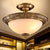 Small/Large Bowl Milk Glass Semi Flush Classic Bedroom LED Ceiling Light with Carved Cloud/Leaf/Flower Edge in Bronze Bronze Flower Clearhalo 'Ceiling Lights' 'Close To Ceiling Lights' 'Close to ceiling' 'Semi-flushmount' Lighting' 1972044