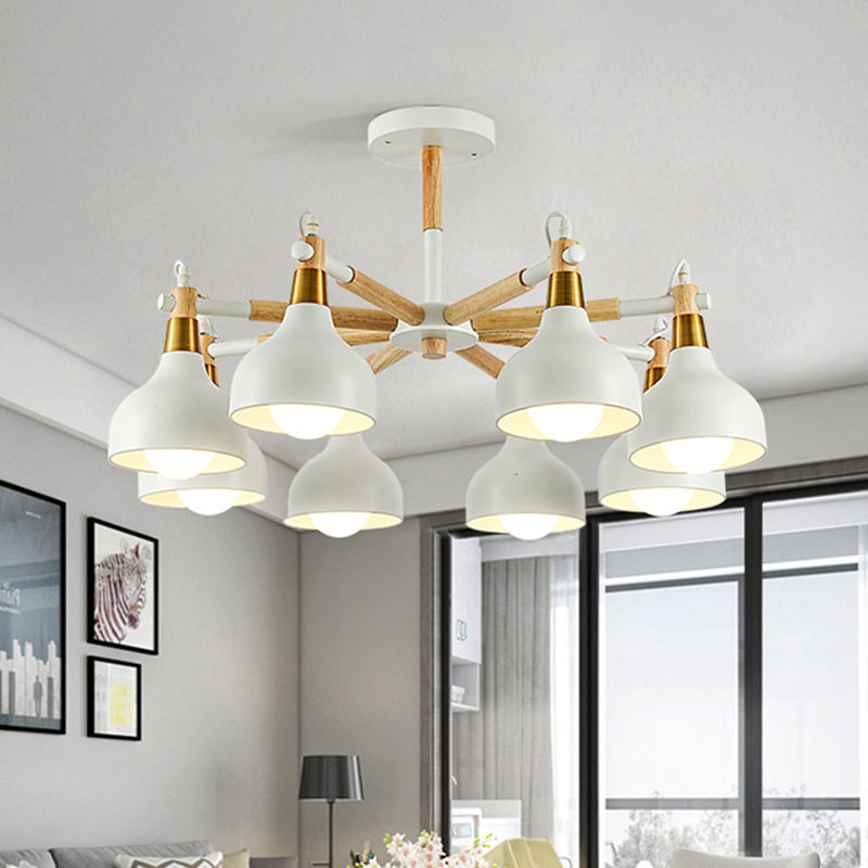 Torch Shaped Nursing Room Chandelier Metal 8-Bulb Macaron Style Pendant Light Clearhalo 'Ceiling Lights' 'Chandeliers' Lighting' options 197218