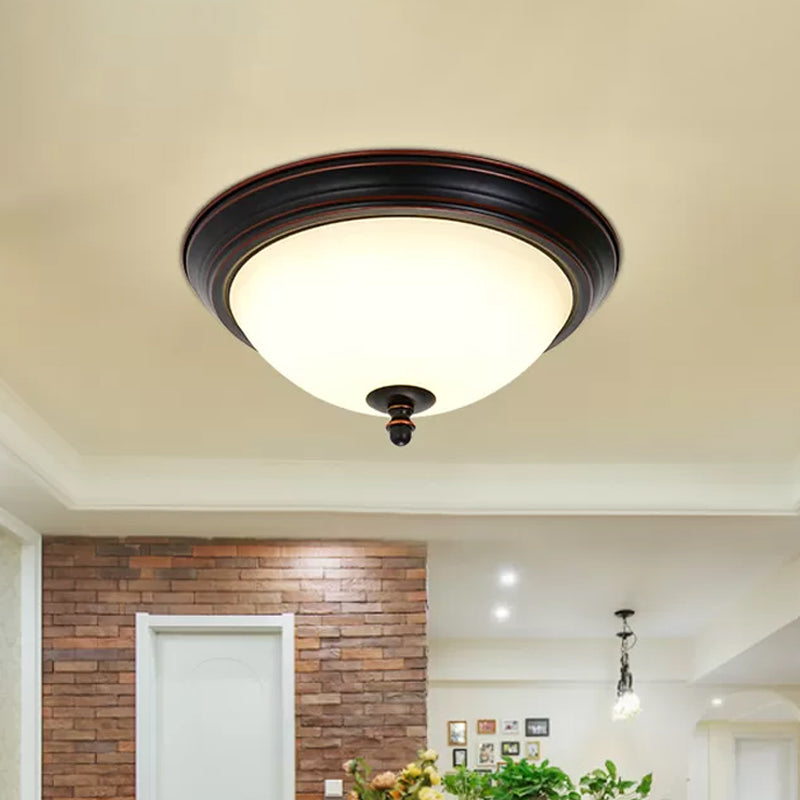 Bowl Shaped LED Ceiling Lighting Minimalist Black/Bronze/Dark Coffee Milk Glass Flush Mount Fixture, 15"/19.5" Wide Clearhalo 'Ceiling Lights' 'Close To Ceiling Lights' 'Close to ceiling' 'Flush mount' Lighting' 1972182