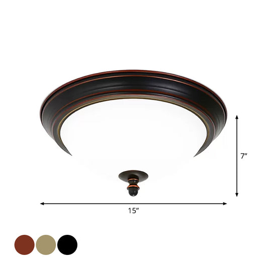 Bowl Shaped LED Ceiling Lighting Minimalist Black/Bronze/Dark Coffee Milk Glass Flush Mount Fixture, 15"/19.5" Wide Clearhalo 'Ceiling Lights' 'Close To Ceiling Lights' 'Close to ceiling' 'Flush mount' Lighting' 1972184