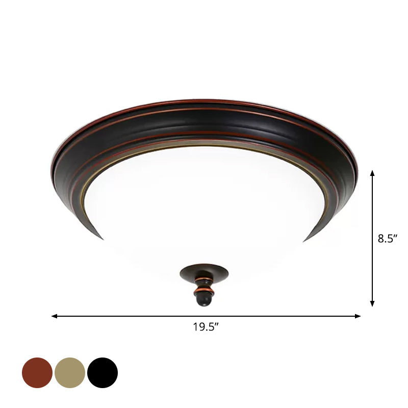 Bowl Shaped LED Ceiling Lighting Minimalist Black/Bronze/Dark Coffee Milk Glass Flush Mount Fixture, 15"/19.5" Wide Clearhalo 'Ceiling Lights' 'Close To Ceiling Lights' 'Close to ceiling' 'Flush mount' Lighting' 1972185