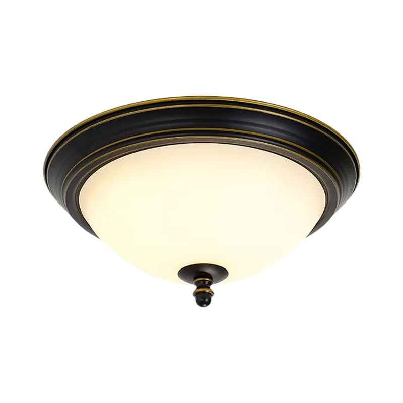 Bowl Shaped LED Ceiling Lighting Minimalist Black/Bronze/Dark Coffee Milk Glass Flush Mount Fixture, 15"/19.5" Wide Clearhalo 'Ceiling Lights' 'Close To Ceiling Lights' 'Close to ceiling' 'Flush mount' Lighting' 1972190