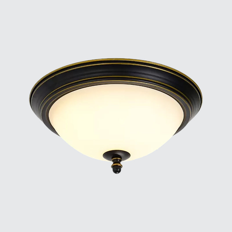 Bowl Shaped LED Ceiling Lighting Minimalist Black/Bronze/Dark Coffee Milk Glass Flush Mount Fixture, 15"/19.5" Wide Clearhalo 'Ceiling Lights' 'Close To Ceiling Lights' 'Close to ceiling' 'Flush mount' Lighting' 1972191